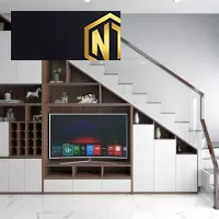KỆ CẦU THANG KẾT HỢP TỦ TIVI MẪU 15